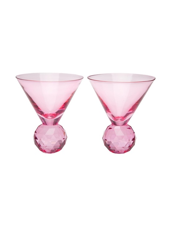 Paris Hilton Other - Paris Hilton Pink Faceted-Ball Base Martini Glasses - Set of 2 New in Box NIB